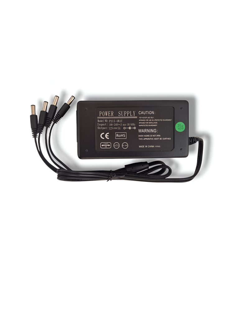 آداپتور سوئیچینگ 12 ولت 5 آمپر رومیزی 4 خروجی | منبع تغذیه چندگانه با کیفیت