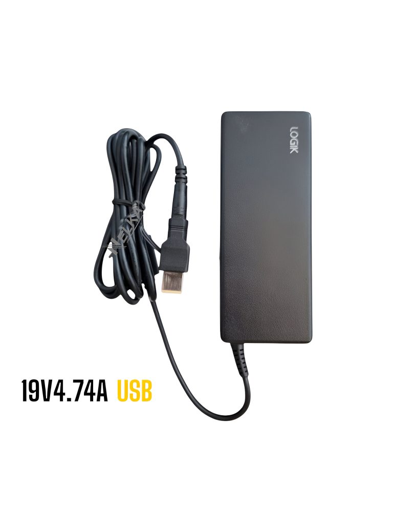 شارژر لپ‌تاپ 19 ولت 4.74 آمپر با پورت USB جانبی